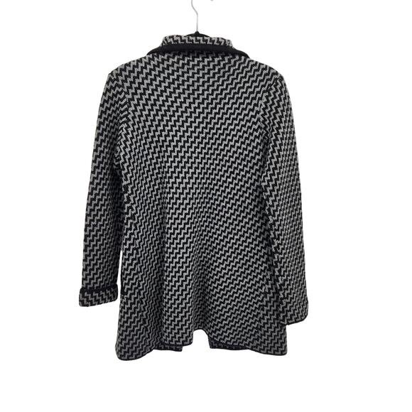 Cocogio Black Gray Zigzag Made in Italy Buttoned Knit Sweater Coat Women's S - Picture 10 of 10